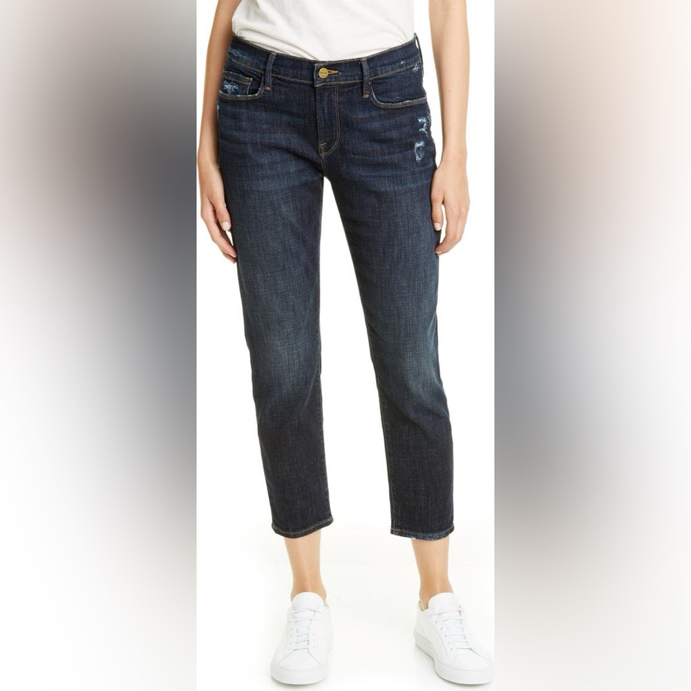 Frame Le Garçon Crop Dark Wash Boyfriend Jeans Women's 23